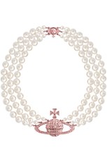 Vivienne Westwood THREE ROW PEARL BAS RELIEF CHOKER | PINK GOLD